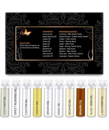Buy Crysalis Hair Care Oils - Coconut Almond Castor Onion Argan Sage Sesame Brahmi Aloe Vera Lavender | 3ml Pack of 10 for Nourished Hair - Buy Online on GoSupps.com