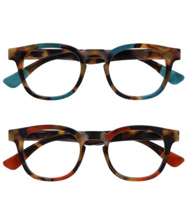 Opulize ava reading glasses 2 Pack Schmeinlich rounded frame spring hinges scratch-resistant turquoise red men women rr62-qz +1.50 +1.50 dioptria brown tortoise / brown tortoise red red