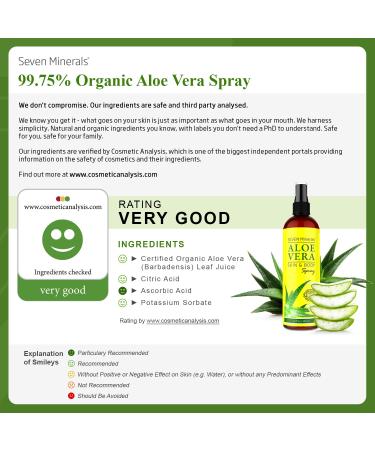 Seven Minerals Organic Aloe Vera Spray Travel Size - 100% Pure Aloe No Xanthan Rapid Absorption (2 fl oz) - Ideal for Skin Care - Buy Online on GoSupps.com