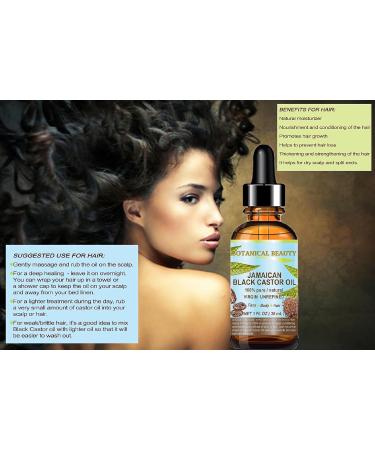 Botanical Beauty Black Castor Oil Jamaican. 100% Pure Natural Virgin Unrefined Cold Pressed Carrier Oil. 4 Fl.oz.- 120 Ml. For Face Skin Hair Eyelashes Brows and Nails - Buy Online on GoSupps.com