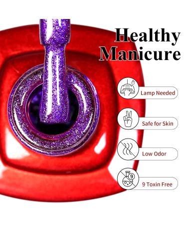 Cat Eye Gel Nail Polish - Dark Purple Magnetic UV LED Glitter | 0.5 Fl Oz Holographic Gel for Stunning DIY Manicure - Buy Online on GoSupps.com