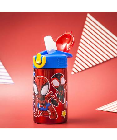 Zak Designs Marvel Spider-Man Stainless Steel Kids Water Bottle - Flip Straw, Locking Spout Cover - 15.5oz Non-BPA Cup for Sports/Travel - Spidey and His Amazing Friends - Buy Online on GoSupps.com