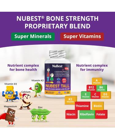 NuBest Bundle Tall Kids 90 Chewable Tablets with Berry Flavor & Probiotic Gummies Strawberry & Orange Gummies - Brain Growth Healthy Growth and Digestive Support for Kids & Teens - Buy Online on GoSupps.com