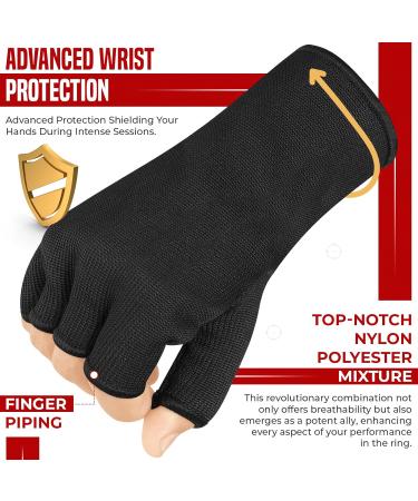 Sawans Inner Gloves for Muay Thai & Boxing Elastic Bandages for Training MMA & Kickboxing Durable Punching Gloves in Black - Buy Online on GoSupps.com