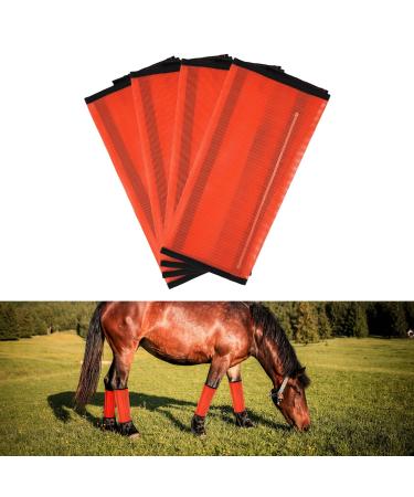SAVITA 4pcs Boots for Horse Breathable Fine Mesh Fly Boots for Horse Non Skidding Boots for Horses Hooves Anti-Fly Bites (Orange)