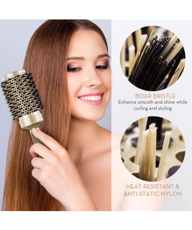 Nano Ceramic Ionic Round Brush with Boar Bristles - 2.1 Inch Barrel for Hair Drying, Styling, Curling and Shine | AIMIKE - Buy Online on GoSupps.com