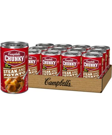 Campbell's Chunky Steak & Potato Soup, 18.8 oz. Can (Pack of 12) Steak & Potato 1.2 Pound (Pack of 12)