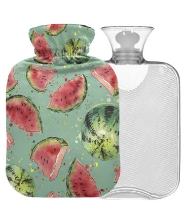 NAANLE hot water bottle with watercolor red watermelon with reference transparent hot water bottle 1 l hot water bottle for bed hand feet warmer pain relief heat and cold therapy