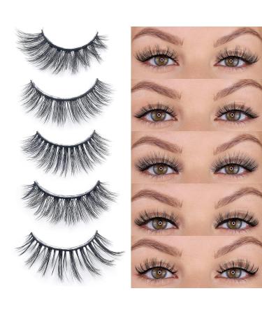 IFLOVEDEKD 20 Pairs 3D Handmade Natural False Eyelashes | 5 Styles Pack for Soft Wispy Lashes | Reusable Mink Strip Lashes for a Natural Look - Buy Online on GoSupps.com
