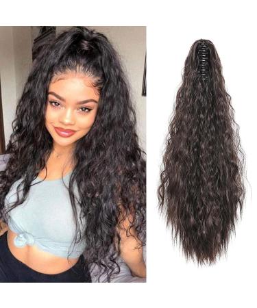 Meiriyfa Long Black Curly Ponytail Extensions for Black Women | 55cm Synthetic Claw Clip Hair Extensions - Buy Online on GoSupps.com