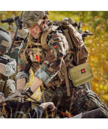 HuntVP Tactical Empty First Aid Bag | Waterproof Molle Pouch with Red Cross Patch | Emergency Kit for Camping & Outdoor | Type 3 Brown - International Shipping Available - Buy Online on GoSupps.com