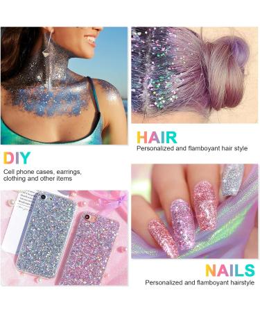 URAQT 50ml Holographic Mermaid Body Glitter Gel - Chunky Cosmetic Glitter for Face, Body, Hair & Nails - Sparkling Festival Party Lotion in Blue - DIY Art Glitter Gel - Buy Online on GoSupps.com