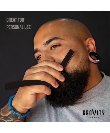 Premium Stainless Steel Barber Straight Razor Kit - Matte Black + 10 Derby Blades - Buy Online on GoSupps.com