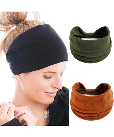 LadayPoa 3 Pcs Wide Boho Floral Headbands for Women - Elastic Knot Hairbands for Running and Yoga - Buy Online on GoSupps.com