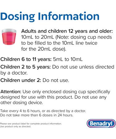 Benadryl Allergy Medicine Liquid Diphenhydramine HCl Antihistamines for Adults Alcohol-Free Hay Fever Allergy Relief for Sneezing Runny Nose Itchy & Watery Eyes Wild Cherry 4 fl oz - Buy Online on GoSupps.com