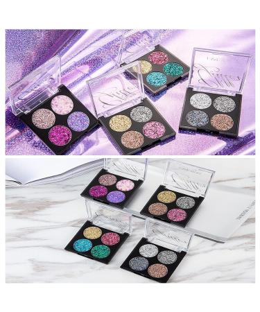 Kiogyek 4 Color Glitter Eyeshadow Palette | Ultra Pigmented Metallic Shimmer Makeup | Waterproof and Long-Lasting - Buy Online on GoSupps.com