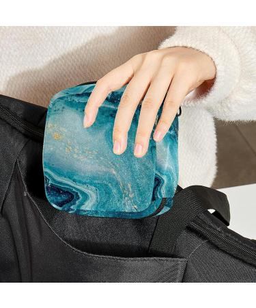 Shop Women's Napkin Storage Bag - Abstract Ocean Vertebrae Marble Design | Blue & Gold | Portable Menstrual Cup & Tape Storage for First Period - Buy Online on GoSupps.com