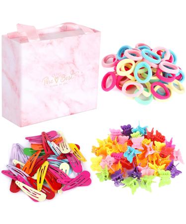 130PCS Hair Clips Set for Girls Butterfly Hair Clips Snap Hair Clips Baby Hair Ties with Cute Box Ideal for Girls and Kids