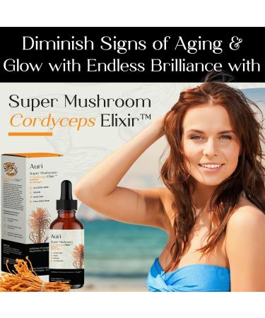 Auri Nutrition Super Mushroom Cordyceps Elixir for Stamina Natural Energy Youthfulness and Longevity with Full Spectrum Support - Cordyceps Tincture 60 ml 72 Count (Pack of 1) - Buy Online on GoSupps.com