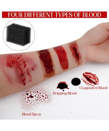 Vertintong 12 Pcs Halloween Fake Blood Makeup Kit | Coagulation Blood Drops Spray & Cream for Cosplay Vampire & Monster - Buy Online on GoSupps.com