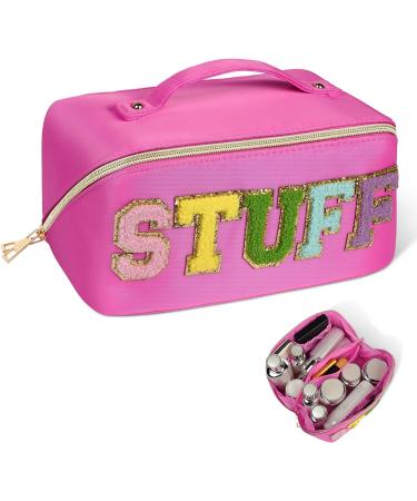 Aucuu Premium Nylon Cosmetic Bag Travel Organizer - Large Capacity Waterproof Zipper Bag for Women (Pink) - Buy Online on GoSupps.com