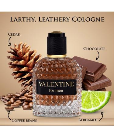 Valentine for Men EDP 3.4 fl Oz- Top Notes of Woody & Outdoor of Sweet Myrtle & Zesty Bergamot - Middle Scent of Roasted Coffee Bean Chocolate & Hazelnut - Free of Paraben - Elegant 100ml Bottle - Buy Online on GoSupps.com