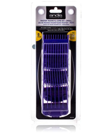 Andis 01410 Professional Master Clipper Guards - Dual Magnet Comb Set  Small, fits for MBA, MC-2, ML, PM- & PM-4, Waterproof  Purple, Set of 5 5-Comb Set