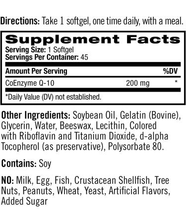 Natrol CoQ-10 200 mg Softgels - 45 Count - Heart Health & Energy Support - Buy Online on GoSupps.com