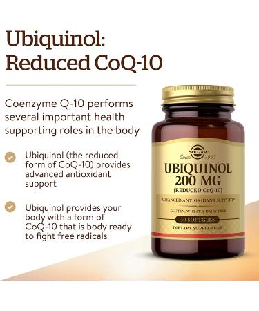 Solgar Ubiquinol 200 mg - Reduced CoQ10 Softgels | 30 Count for Heart Health - Buy Online on GoSupps.com