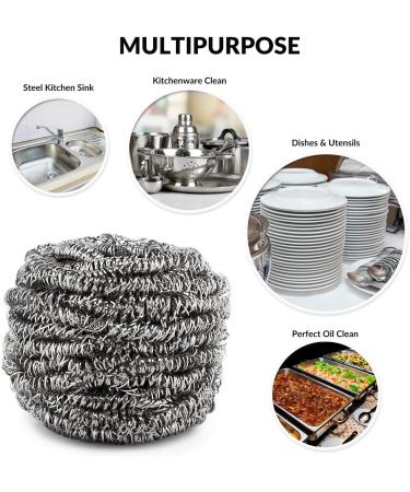 12 Pack Stainless Steel Scourers by Scrub It - Ideal for Dishes, Pots, Pans, and Ovens | Tough Kitchen Cleaning Scrubber Pad - Buy Online on GoSupps.com