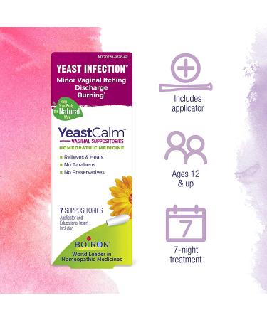 Boiron YeastCalm Homeopathic Suppositories - 7 Count for Yeast Infections, Burning, Discharge & Itching - Buy Online on GoSupps.com
