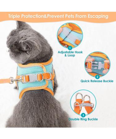Eyein Cat Harness and Lead Set for Walking - Adjustable Escape Proof Kitten Vest Harness with Reflective Strip - Green & Orange - Medium Size - Buy Online on GoSupps.com
