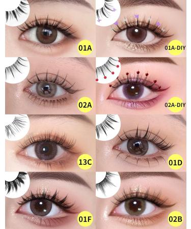 Geeneiya Manga Lashes Natural Look Anime False Eyelashes - 10 Pairs Asian Japanese Chinese Makeup Clusters - Buy Online on GoSupps.com