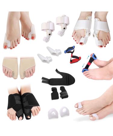 Bunion Corrector and Hallux Valgus Pain Relief Kit | Orthopedic Big Toe Straightener | Adjustable Splint Protective Sleeves | Toe Separator Spacer, Splint Correction Aid for Women,Men - 11 Pack