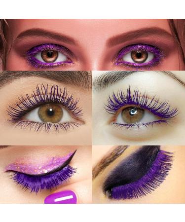 5D Waterproof Purple Mascara for Long Lasting & Thick Lashes - Smudge-Proof Fiber Mascara for Natural Length & Durable Curl - Perfect for Halloween & Christmas Stage Looks - Buy Online on GoSupps.com