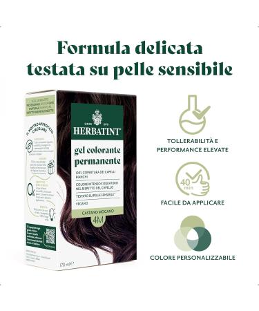  Herbatint Herbatint Permanent Hair Color Gel 4M Mahogany Brown - 170 ml | Ammonia-Free 100% Gray Coverage | For Sensitive Skin with 8 Natural Organic Extracts - Buy Online on GoSupps.com