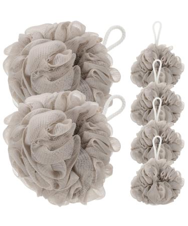 Healeved 6pcs Travel Bath Ball Shower Pouf Bath Pouf Bath for Shower Luffa Bathroom Shower Loofah Shower Parts Pouf Bath Mesh Shower Sponge Bath Loofah Bath Flower Frosted Khaki