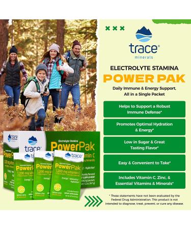 Trace Minerals Power Pak Electrolyte Powder with Vitamin C & Zinc - Lemon Lime Flavor, 30 Packets - Buy Online on GoSupps.com