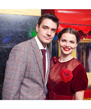 Vintage Red Peony Flower Hair Pin | Artificial Fascinator Clip for Women | Floral Hair Barrette Accessory - Buy Online on GoSupps.com