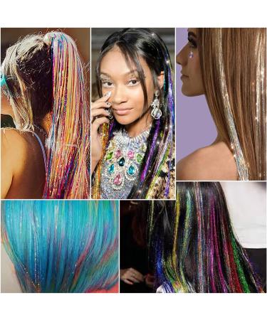 Chostky Hair Tinsel Kit Extensions Fairy Hair Tinsel Strands Kit 12 Colors 2400 Strands 47 Inches Hair Braiding Kit Hair Extentions Accessories for Girls Women Halloween Christmas Cosplay Party - Buy Online on GoSupps.com