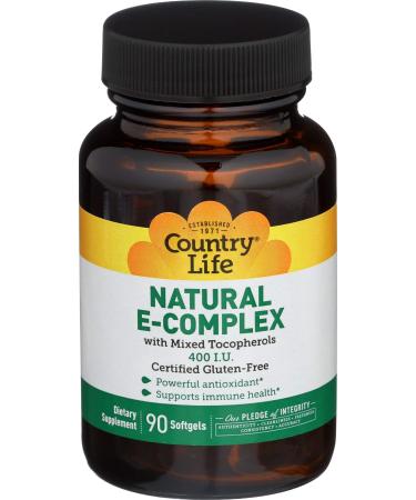 Country Life Natural Vitamin E-Complex with Mixed Tocopherols 268 mg (400 IU) 90 Softgels