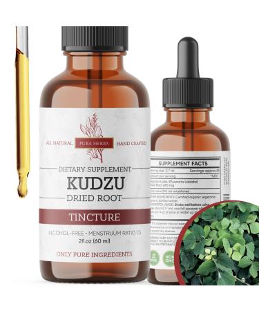 Pura Herba Organic Kudzu Root Extract Alcohol-Free Vegan Supplement for Alcohol Support 2 Fl Oz Non-GMO Made in USA