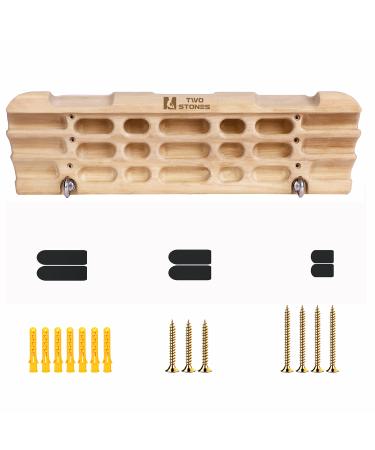 Hangboard Rock Climbing Hangboard with Jugs, Edges, Slopers, Pockets and Phone Hoder, Climbing Fingerboard Designed with Two Hooks for Rock Climbers CJ-HB2112BX