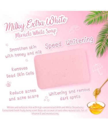 ARBUTEE Milky Extra White Brightening Acne Soap - B3 Glutathione & Alpha Arbutin | Removes Dead Skin Cells & Dark Spots | SLS-Free Paraben-Free | Maximum Strength (1 Bar Milky White + Mesh - Buy Online on GoSupps.com