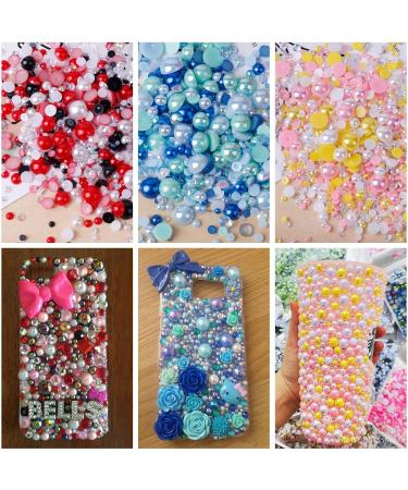 Astaron 50g Mix: Blue Flatback Pearls & Glitter Stones for Handicrafts - 3mm-10mm Rhinestones for DIY Art Nails Shoes & Clothing - Buy Online on GoSupps.com