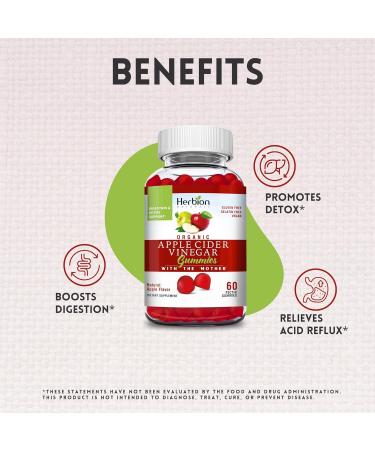 Herbion Naturals Organic Apple Cider Vinegar Gummies - Vegan Pectin-Based Digestion & Detox Support Pack of 4 (240 Gummies) - Made in the USA - Buy Online on GoSupps.com