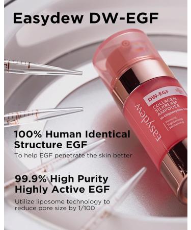EASYDEW DW-EGF 55% Collagen Silkream Ampoule - Korean Facial Serum for Firmness & Elasticity - Age-Defying Skincare with EGF Peptides & Amino Acids - 1.86oz - Buy Online on GoSupps.com