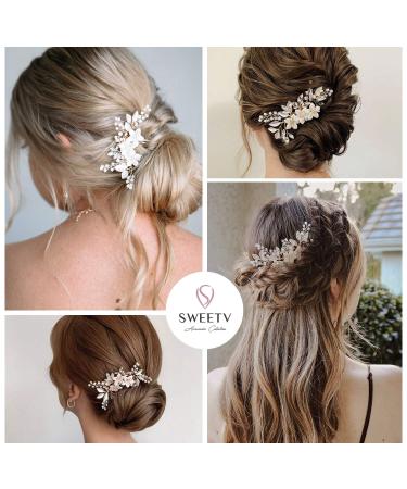 SWEETV Bridal Crystal Wedding Hair Comb Clip - Gold Hair Accessory for Brides & Bridesmaids - Buy Online on GoSupps.com