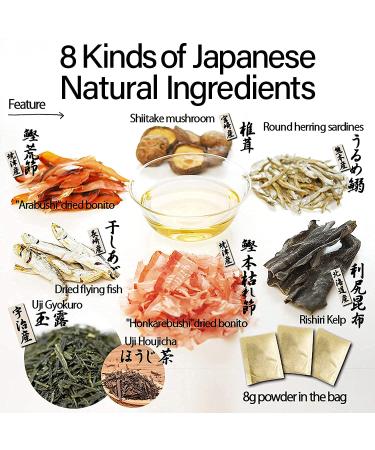 Dashi Umami Powder Soup Stock - Japanese Bonito Flakes, Kelp, Mushroom - 8g 30 Packs YAMASAN - 0.28 oz - Buy Online on GoSupps.com