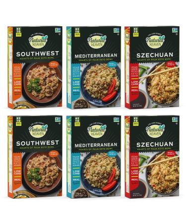 Natural Heaven Hearts of Palm Ready Meals Variety Pack, Low Calorie Prepared Foods, Keto Meals Ready to Eat, Low Carb Quick Meals, Gluten Free Vegan Meal, Healthy Microwave Meals (Pack of 6-9 Oz Ea)